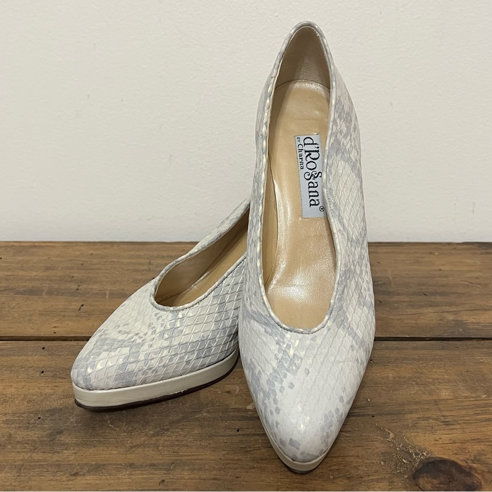 Vintage d’Rossana by Charna Cadi Leather Snakeskin Pumps Office Chic